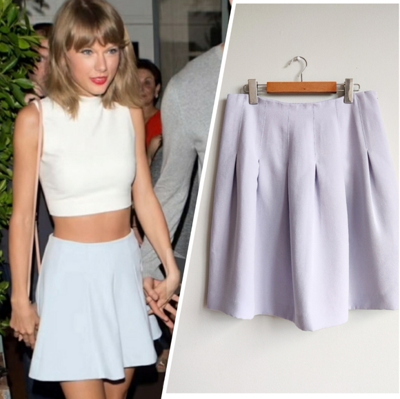 Club Monaco Light Blue Lined Pleated A-line Skater Nella Skirt sz. 10 - Picture 1 of 7